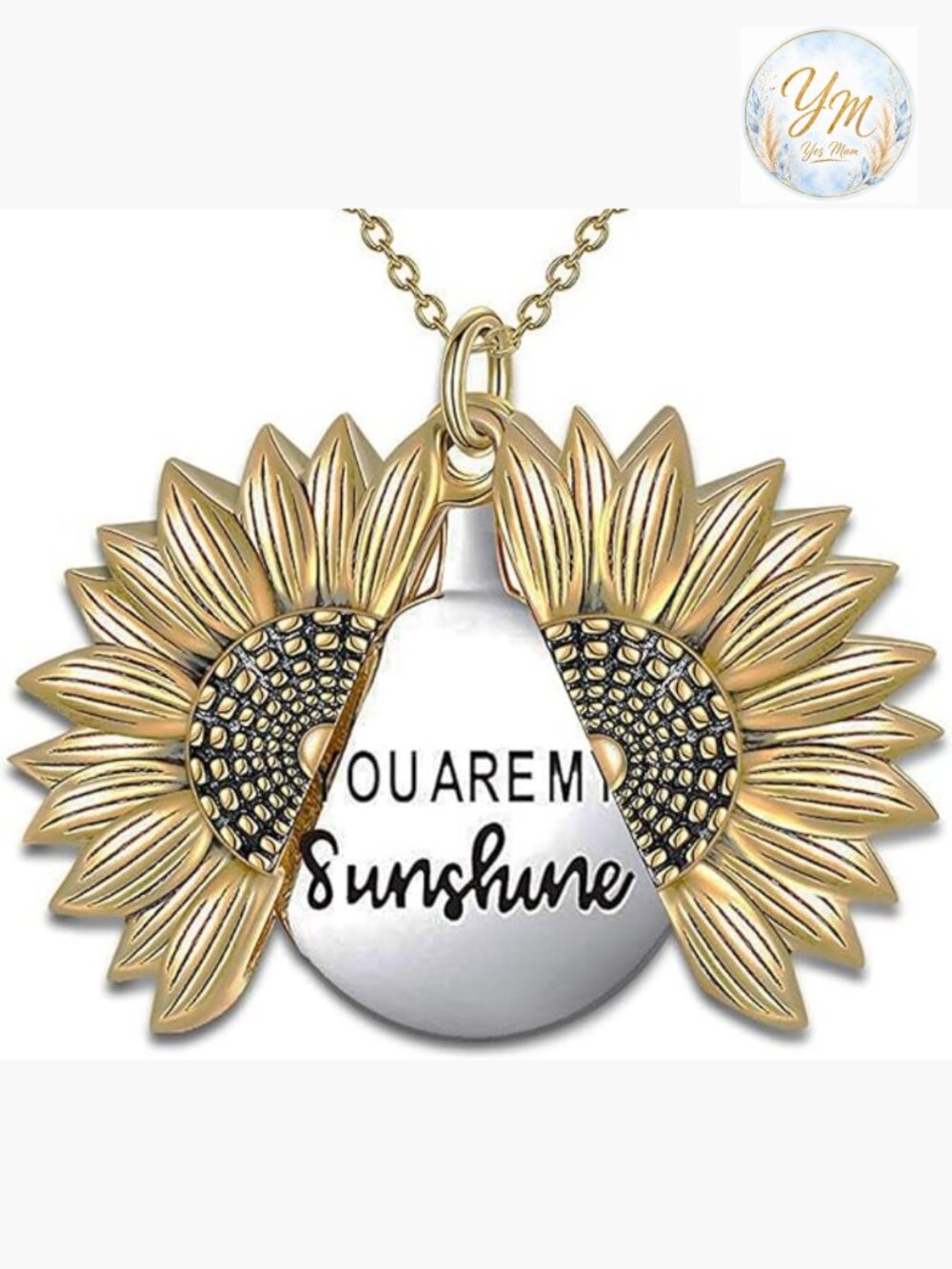 Sunflower Hidden Message Locket Necklace for Women